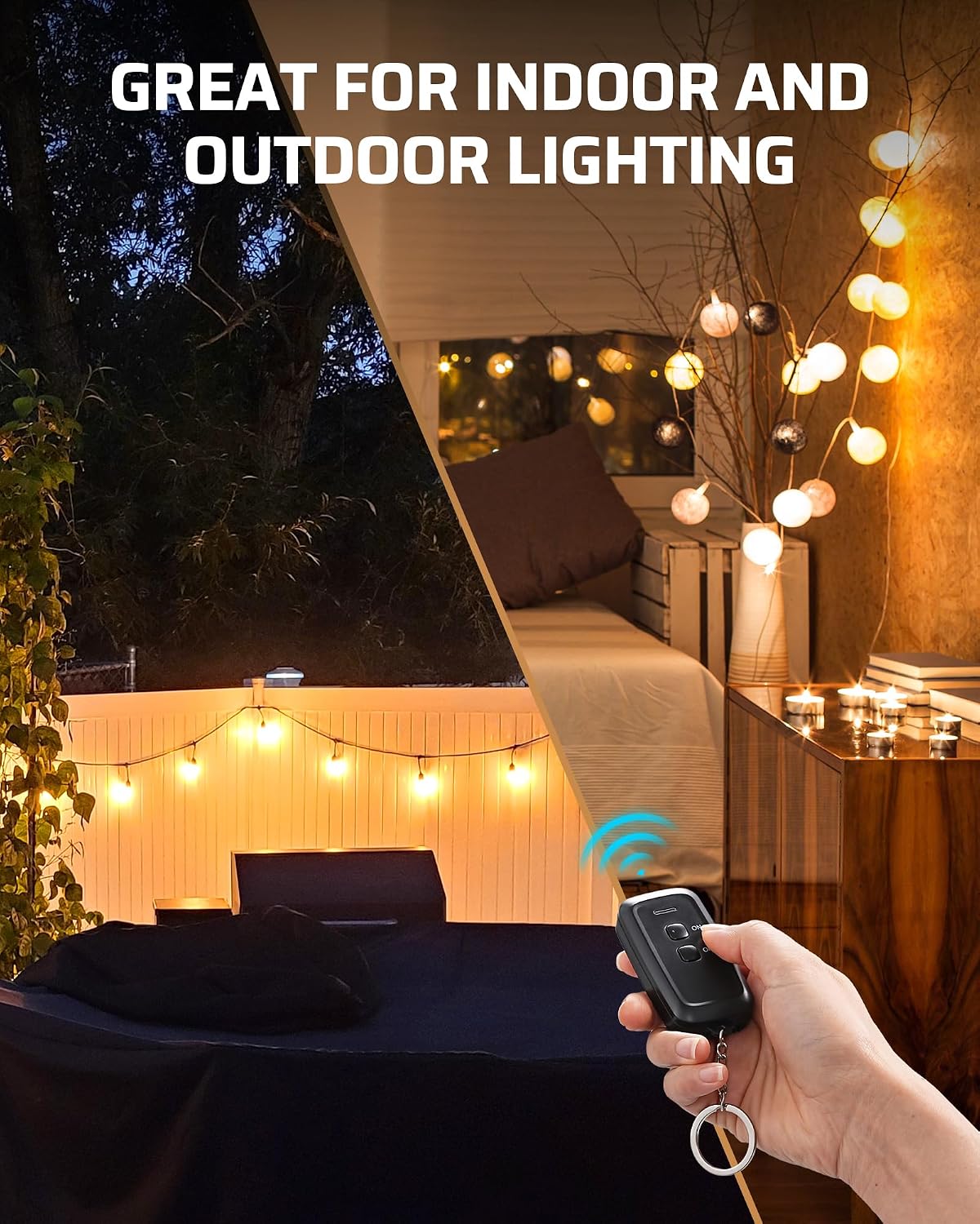 Detalle de DEWENWILS HORS11S Outdoor/Indoor Remote Control Outlet, 15A, 100 ft Range