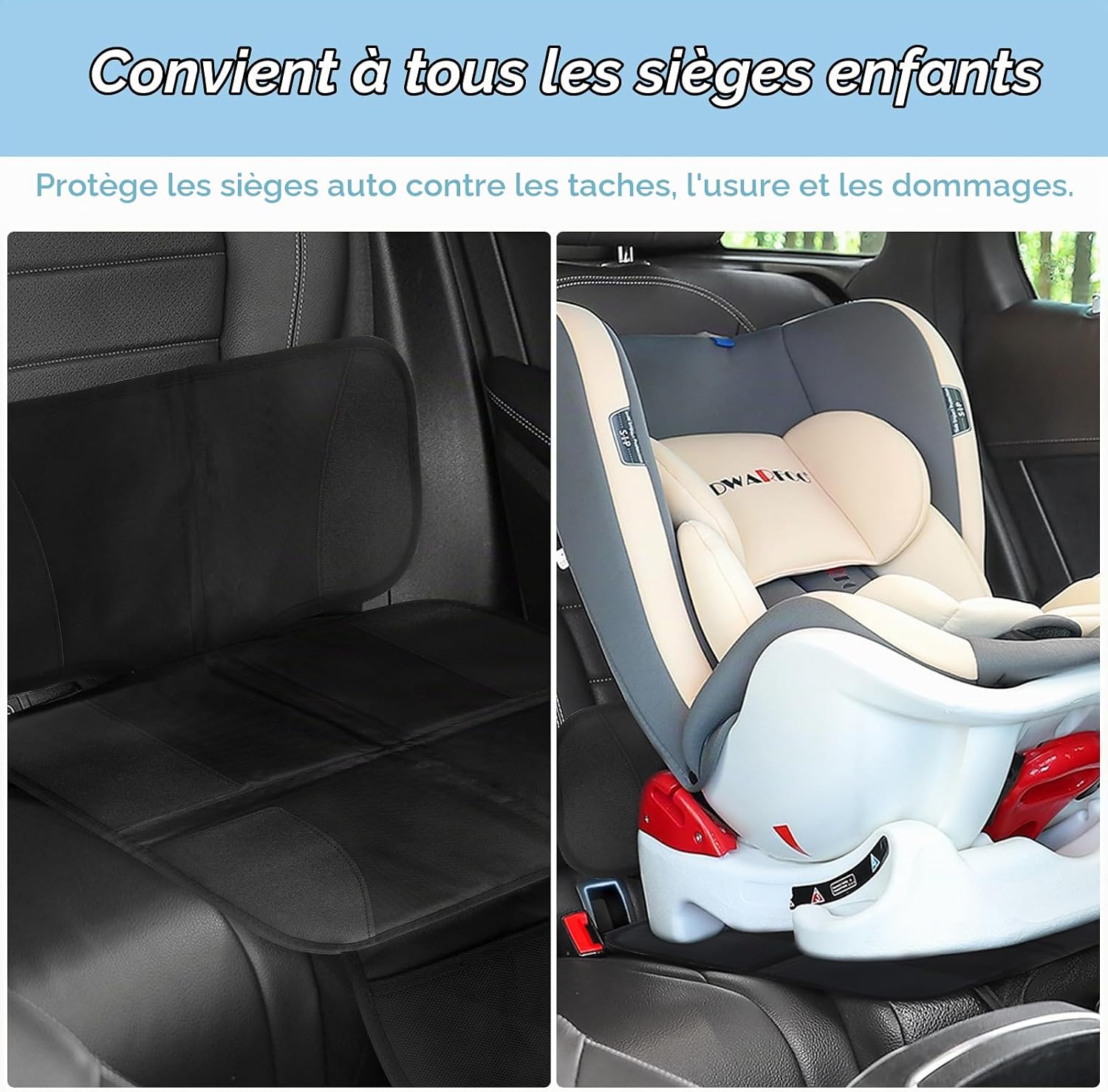 Thumbnail 6 de EclipseGuard autostoelbeschermer van 600D Oxford, grijs, met ISOFIX-openingen