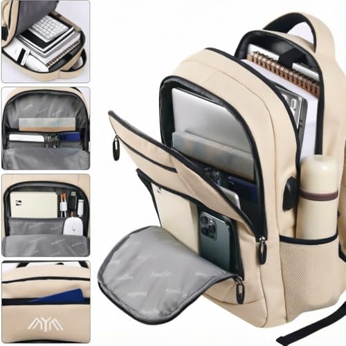 Detalle de YAMTION Backpack for Men: 35L Classic Laptop Daypack in Beige