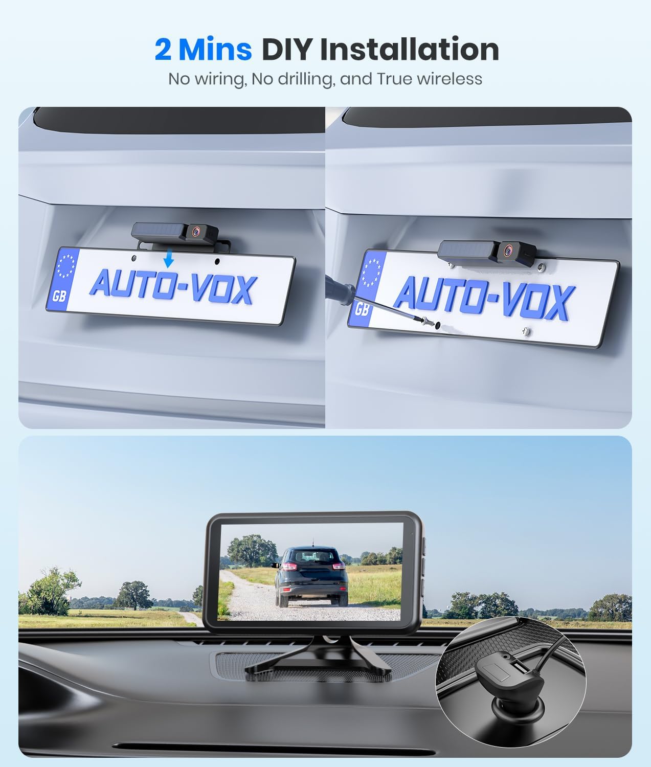 Detalle de AUTO-VOX solar wireless reversing camera kit