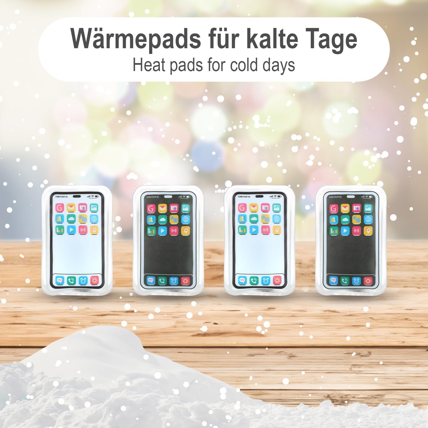 Thumbnail 1 de COM-FOUR® 4x chauffe-poche réutilisable façon smartphone (11,5 x 6,5 cm)