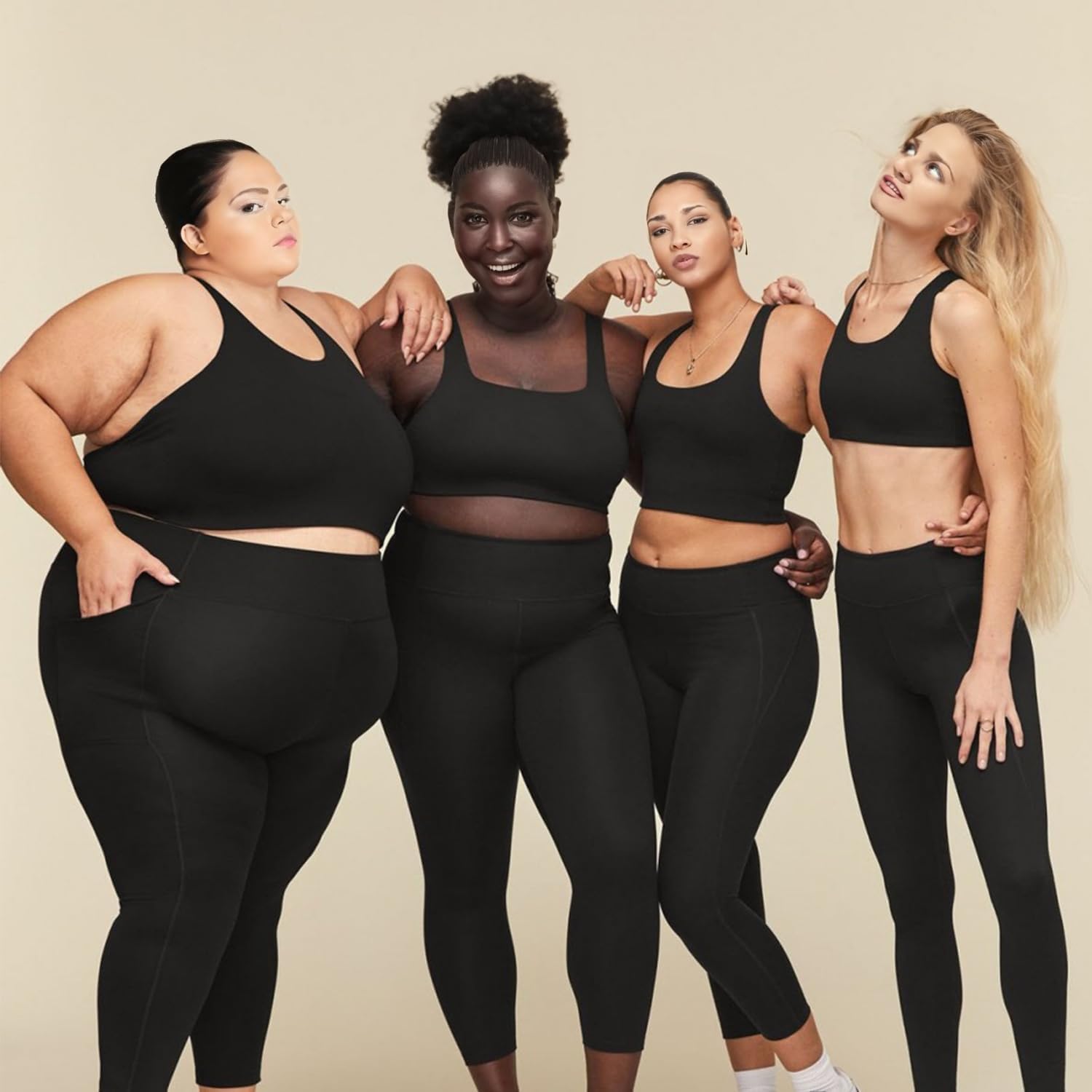 Detalle de Walifrey plus size high-waist leggings with pockets (tummy control, non see-through) for women