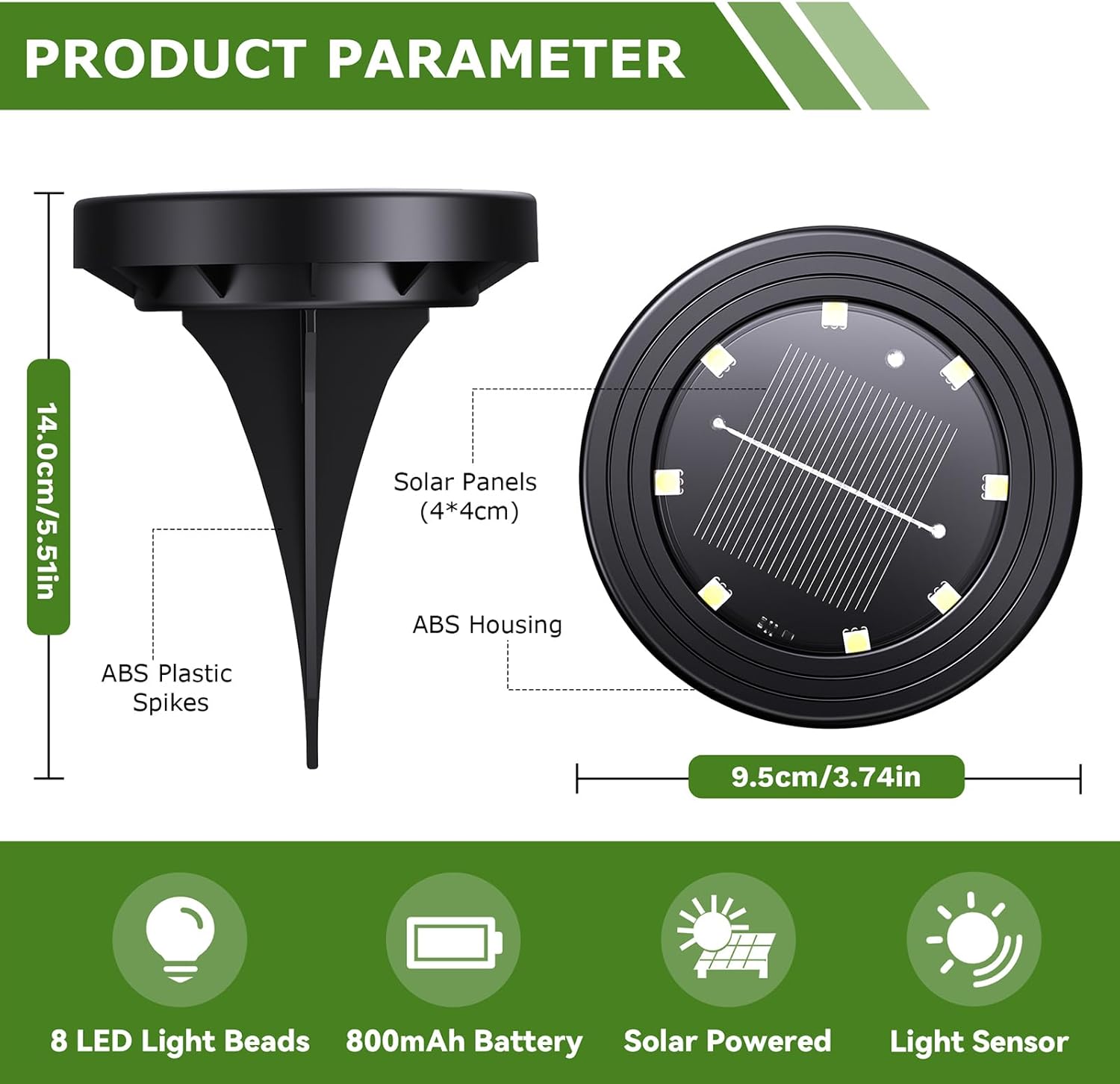 Thumbnail 6 de Famgoods Solar Ground Lights (8 Pack): IP68 Waterproof Path Lighting for Gardens and Lawns