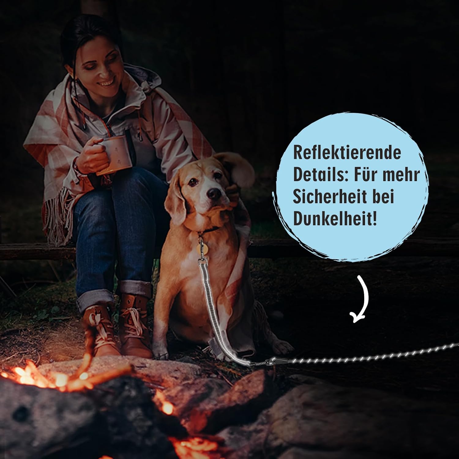 Thumbnail 5 de Aystkniet Schleppleine 30M für Hunde – elastische Bungee-Leine mit abnehmbarem Segment, gepolsterter Griff und reflektierenden Nähten