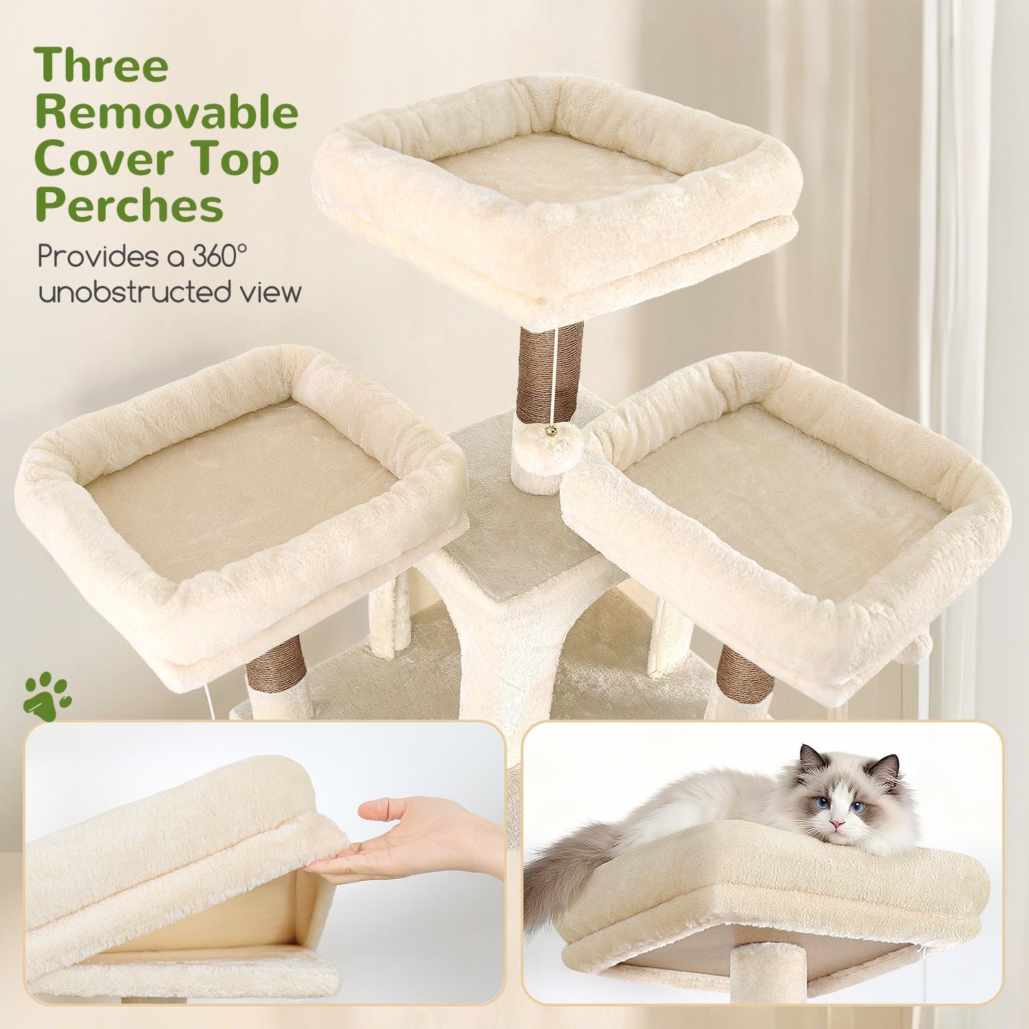 Detalle de Globlazer F82 82-inch Cat Tree with Sisal Posts, Condos and Perches