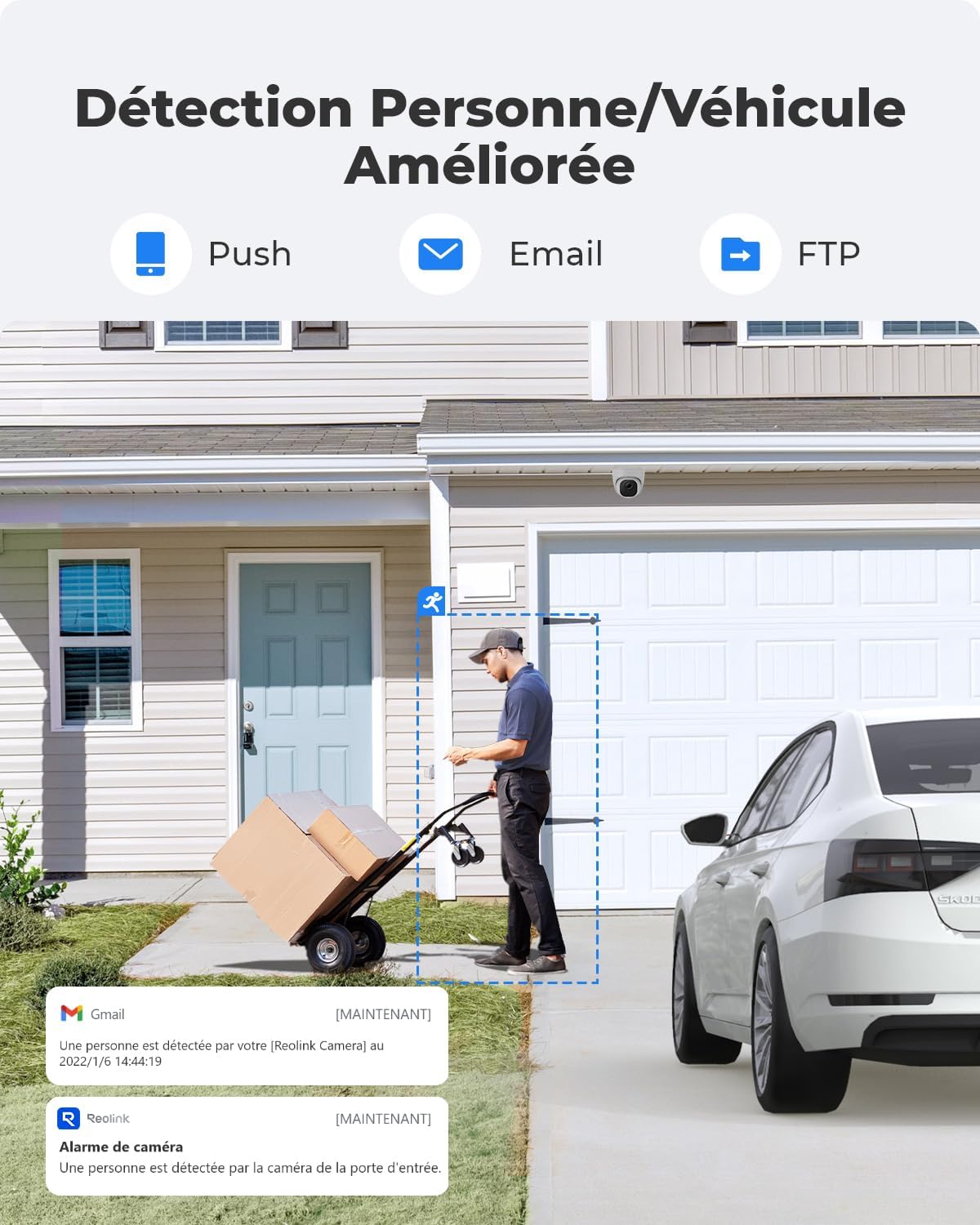 Detalle de Reolink Caméra Surveillance Extérieure PoE 5MP Super HD – Pack 2, IP66/IP67, Détection Personne/Véhicule