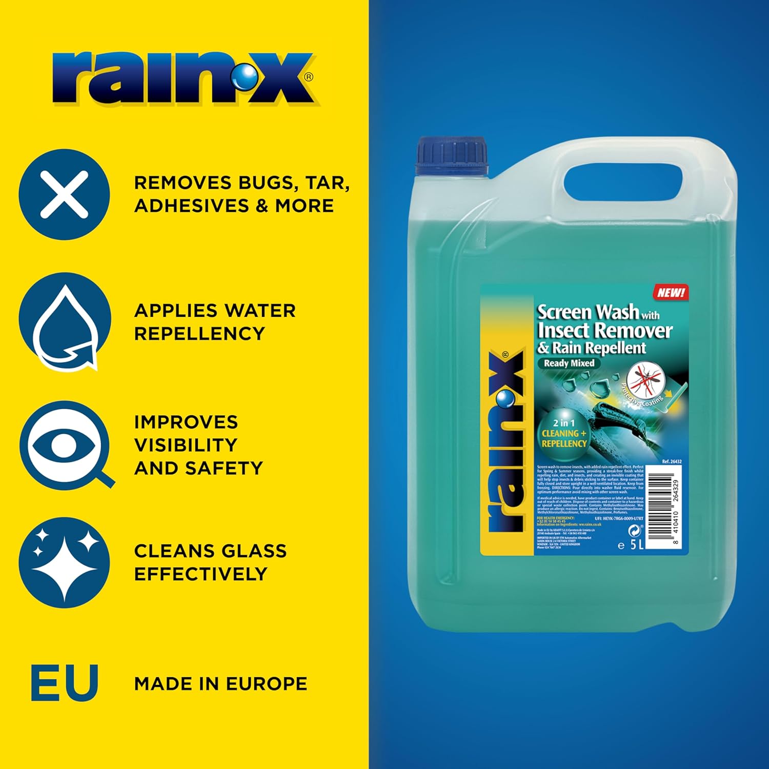 Thumbnail 2 de Rain-X RTU Screenwash with Insect Remover & Rain Repellent – 5L
