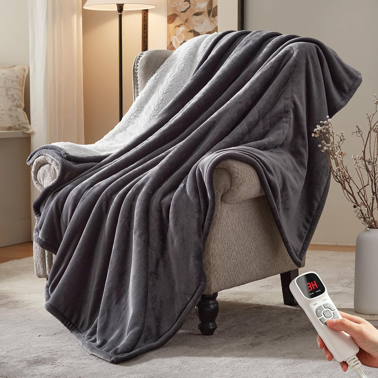 Detalle de BEARKISS Electric Heated Blanket, 72 x 84 Inches
