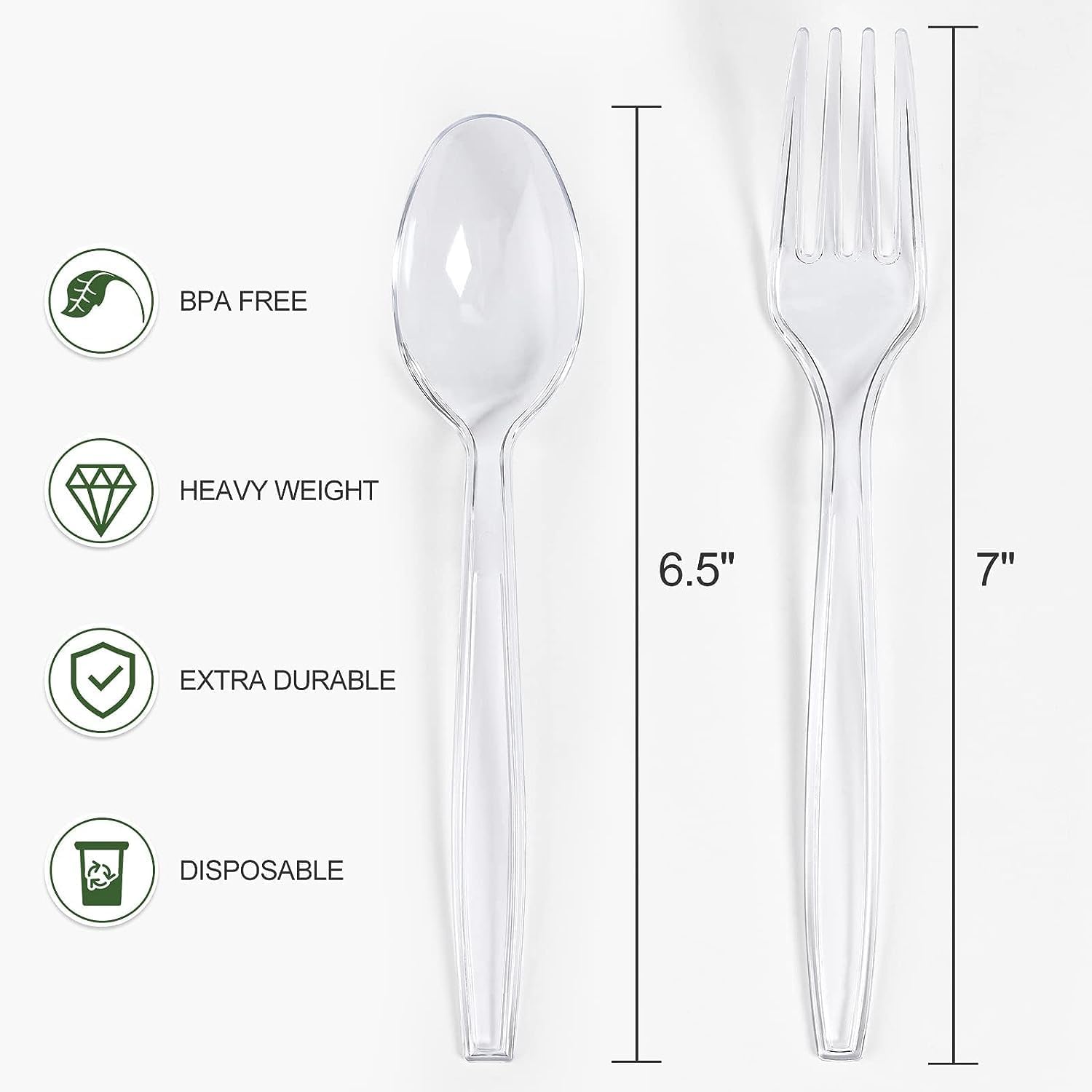 Thumbnail 1 de Clear Plastic Forks and Spoons Set 400 pcs 🍴