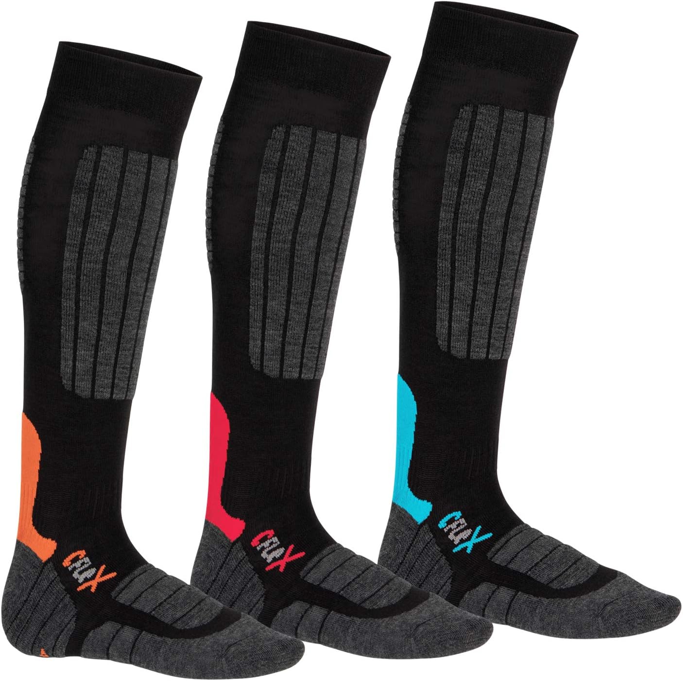 Detalle de CFLEX Ski and Snowboard Socks, Unisex 39-42, Multicoloured 3-Pack
