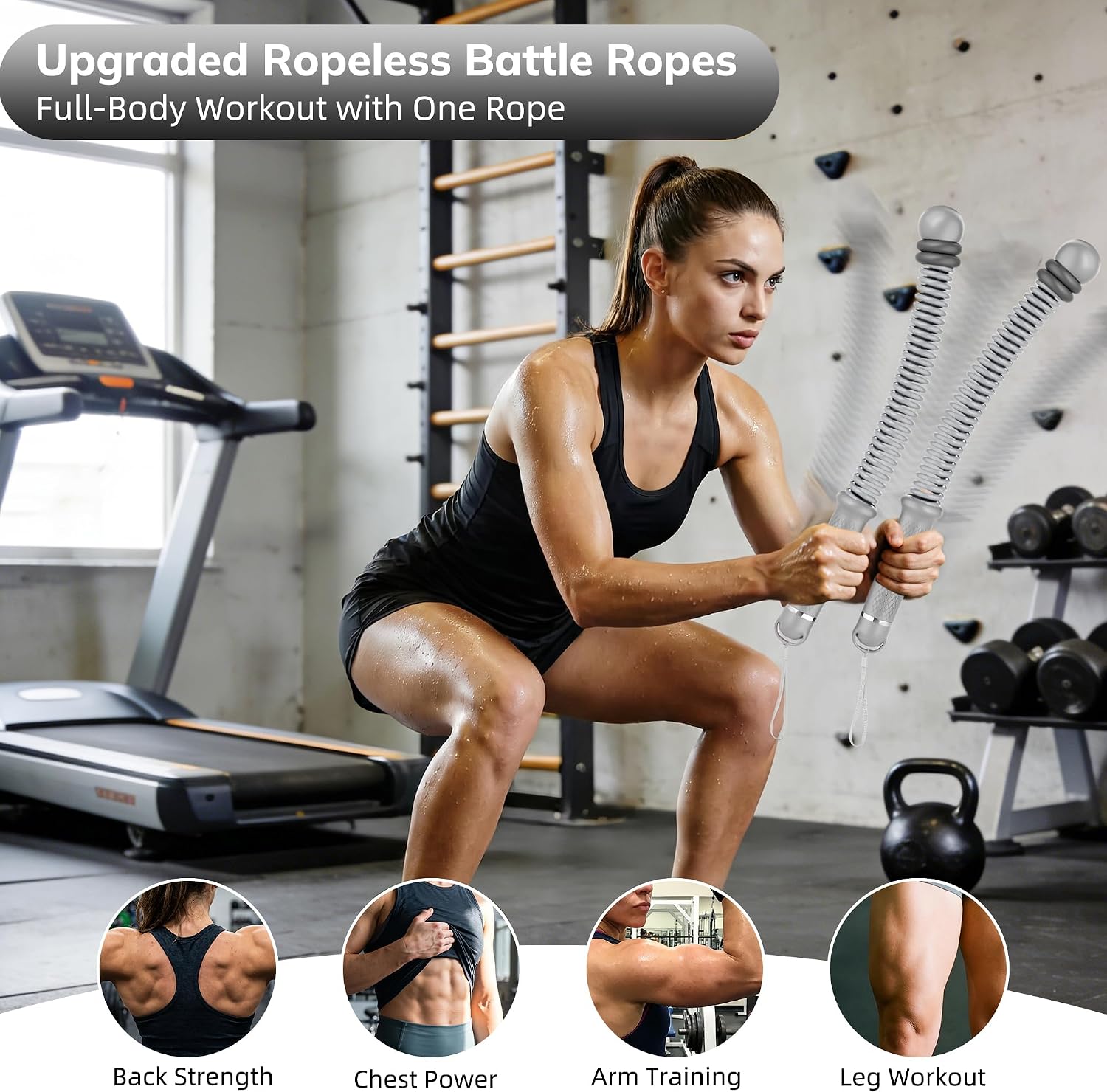 Detalle 2 de OQLXUW Ropeless Battle Rope, Weighted Cordless Trainer with Adjustable Resistance