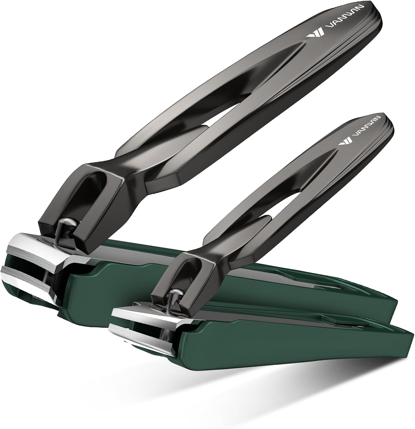 Detalle de VANWIN Nagelknipser-Set mit Auffangbehälter – gebogene & schräge Klingen, Anti-Spritz Präzision für Finger- und eingewachsene Nägel