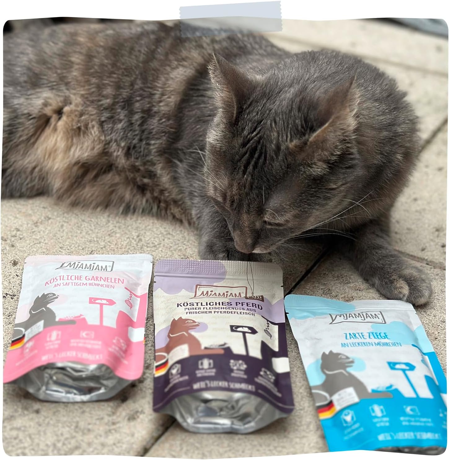 Detalle 2 de MjAMjAM Premium Nassfutter für Katzen – Mixpaket III (6 x 200 g), getreidefrei mit extra viel Fleisch