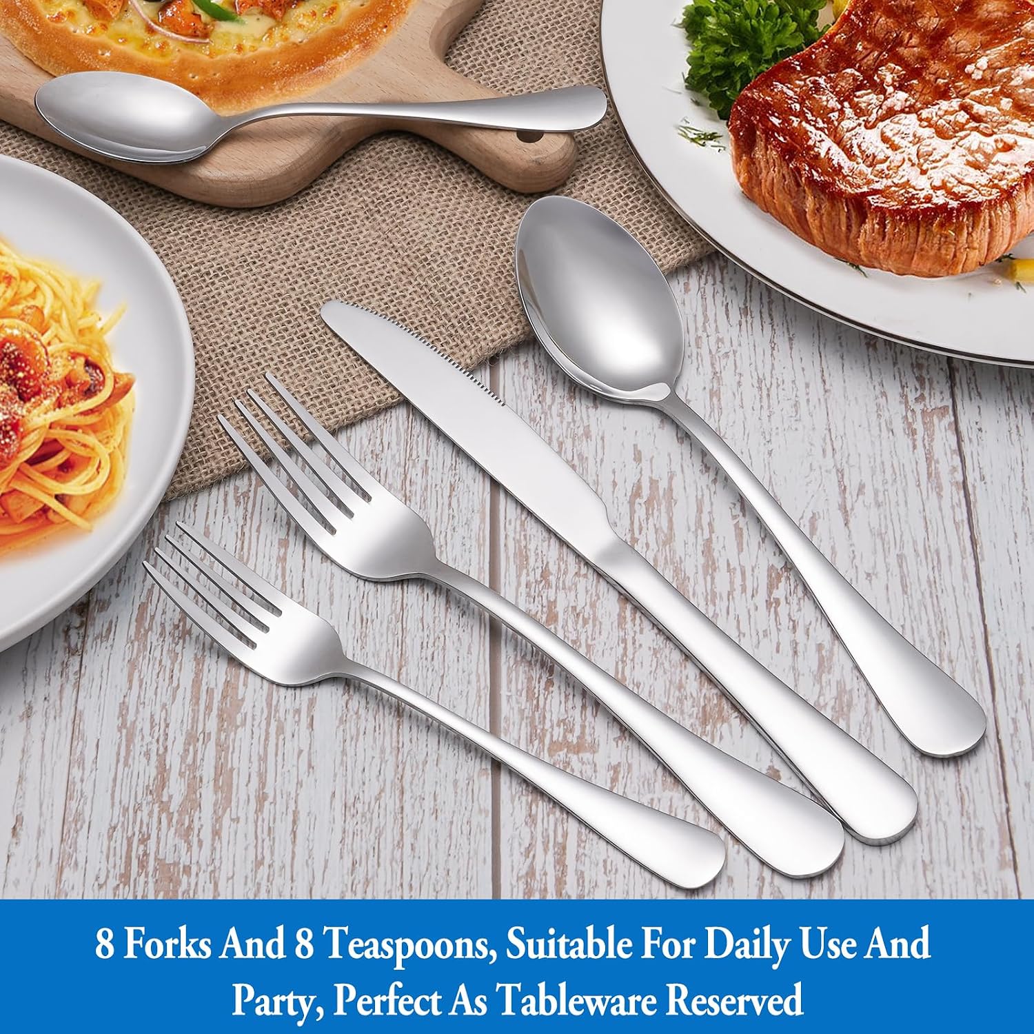 Thumbnail 6 de 16-Piece Silverware Set with Mirror Polished Forks and Spoons