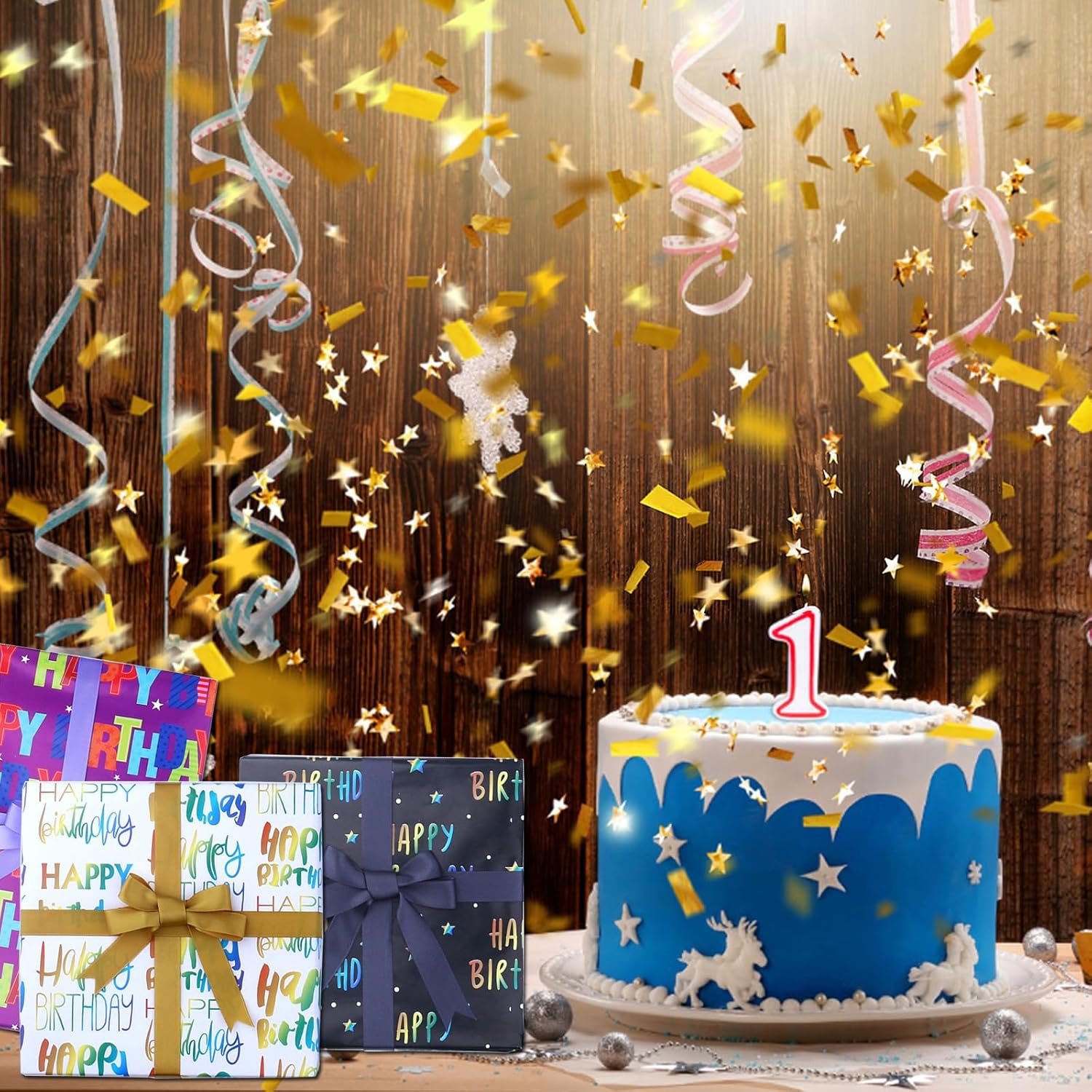 Thumbnail 4 de Liiqin 6er Geschenkpapier-Set (50x70 cm) mit „Happy Birthday“-Motiven für Kinder, Jungen & Mädchen – Schwarz