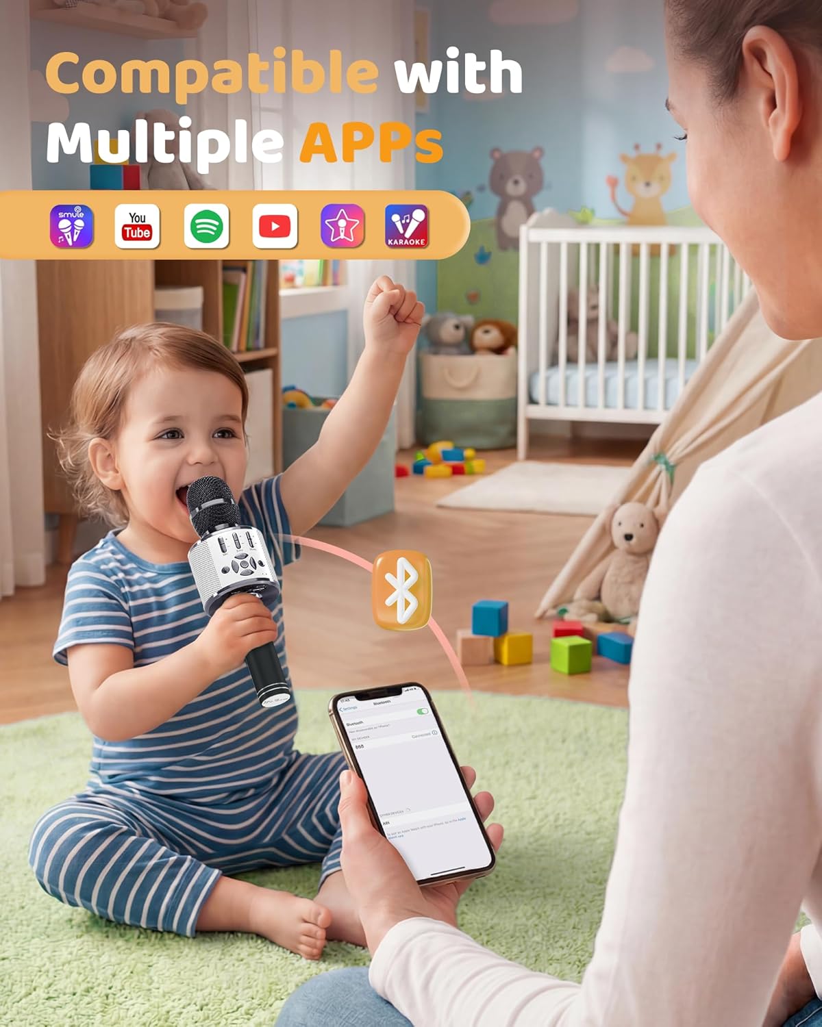 Detalle 2 de BONAOK Bluetooth-Mikrofon für Kinder mit LED 🎤