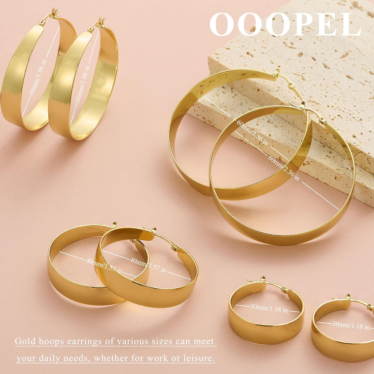 Detalle 2 de OOOPEL Hoop Earrings, 10mm Wide