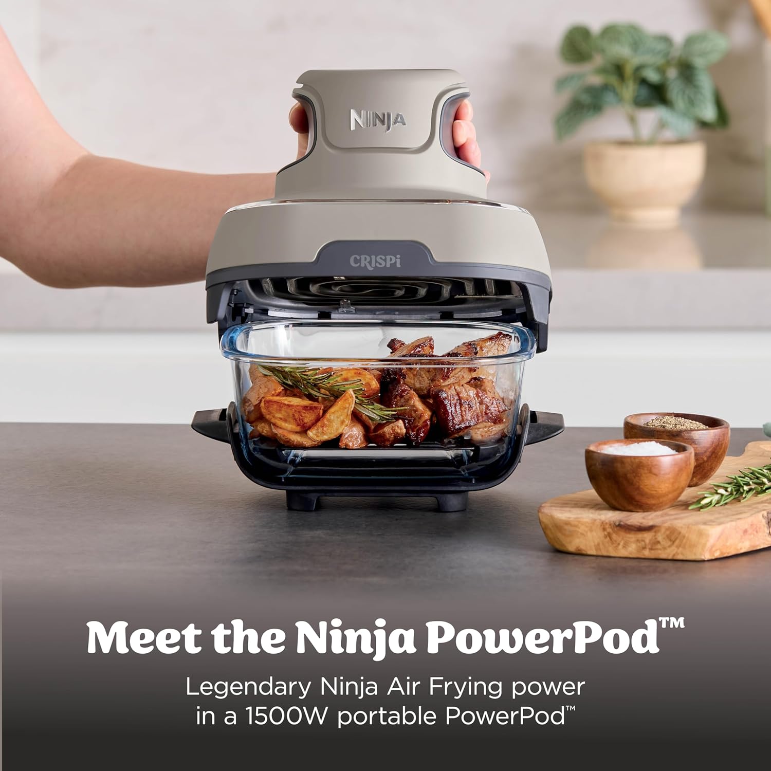 Detalle de Ninja Crispi FN101ST 4-in-1 Glass Air Fryer with 4-qt and 6-cup containers