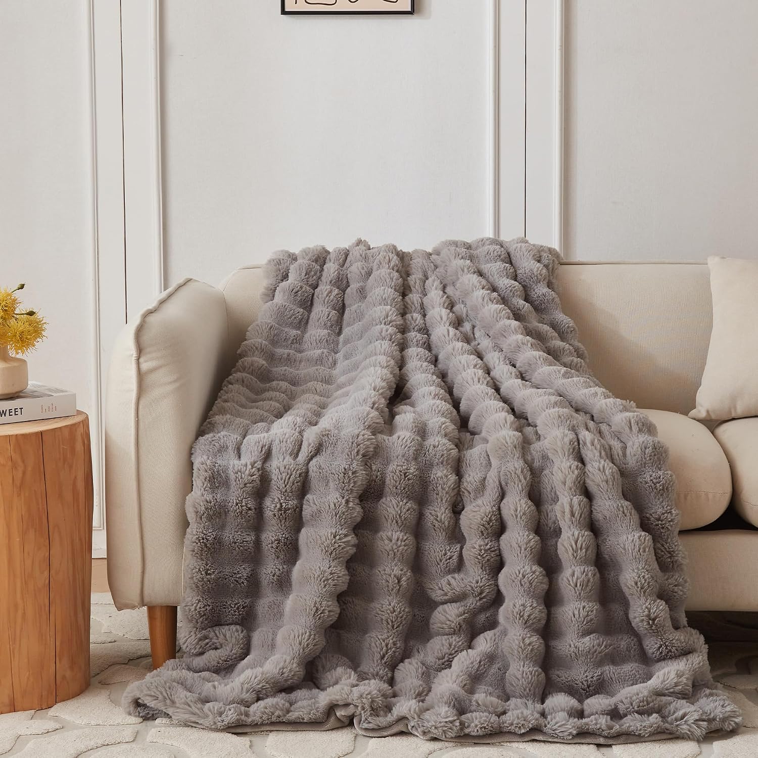 Thumbnail 6 de COOVA Faux Fur Throw Blanket for Couch (50x60 Inches) in Tie Dye Pink