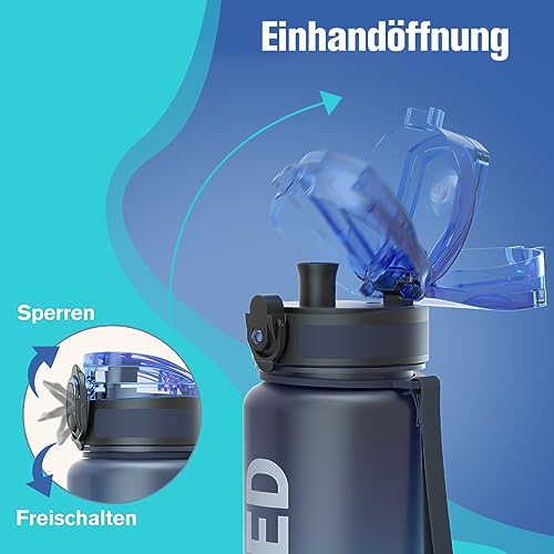Detalle de Sahara Sailor Wasserflasche 1000 ml mit Zeitmarkierungen – BPA-frei, auslaufsicher