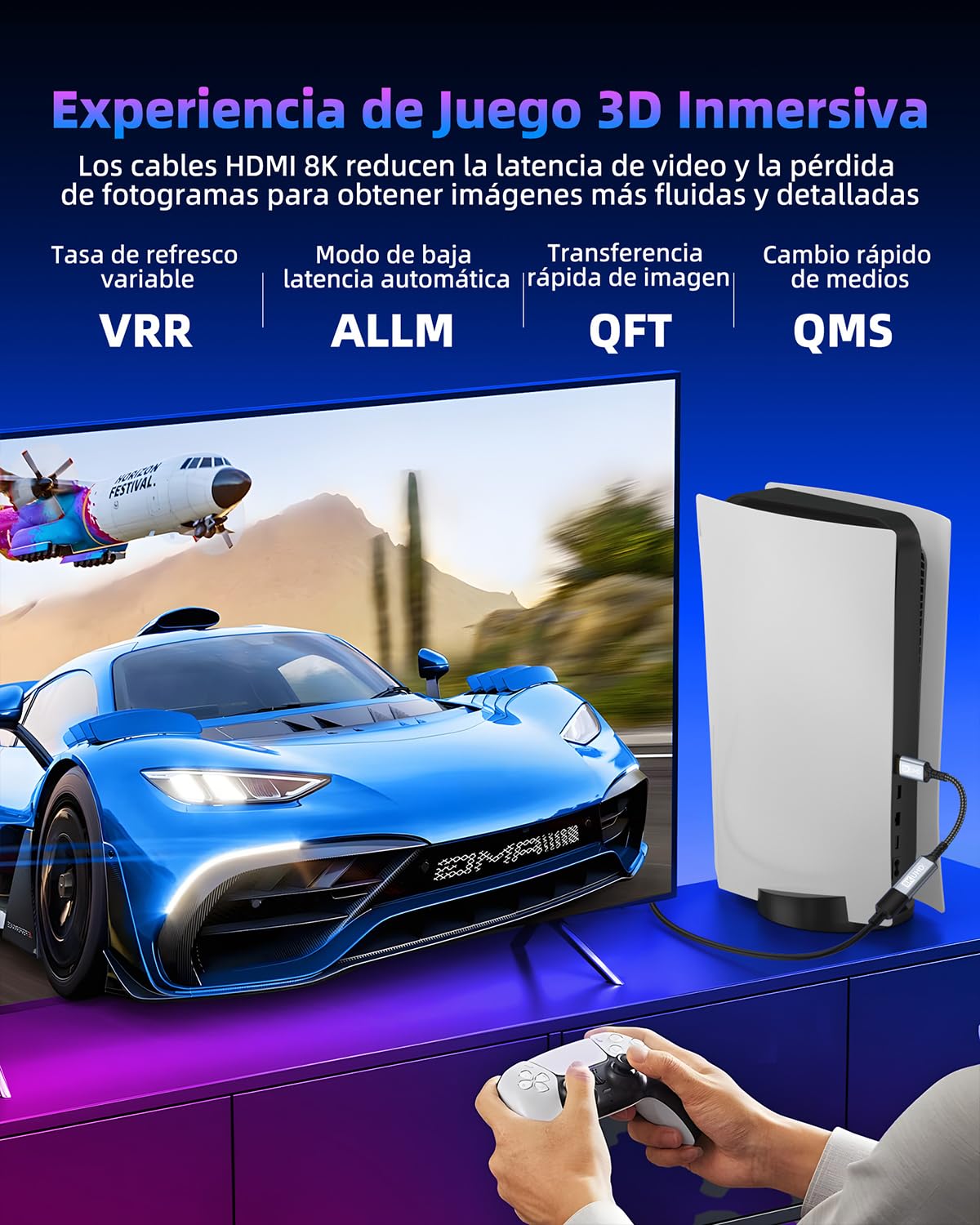 Thumbnail 3 de ZEENVIC Cable Alargador HDMI 1M 48Gbps