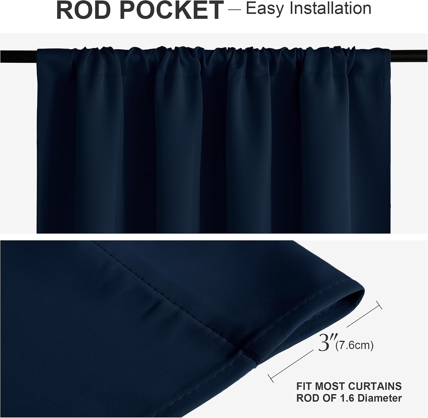 Detalle 2 de PONY DANCE Blackout Curtains, Navy Blue