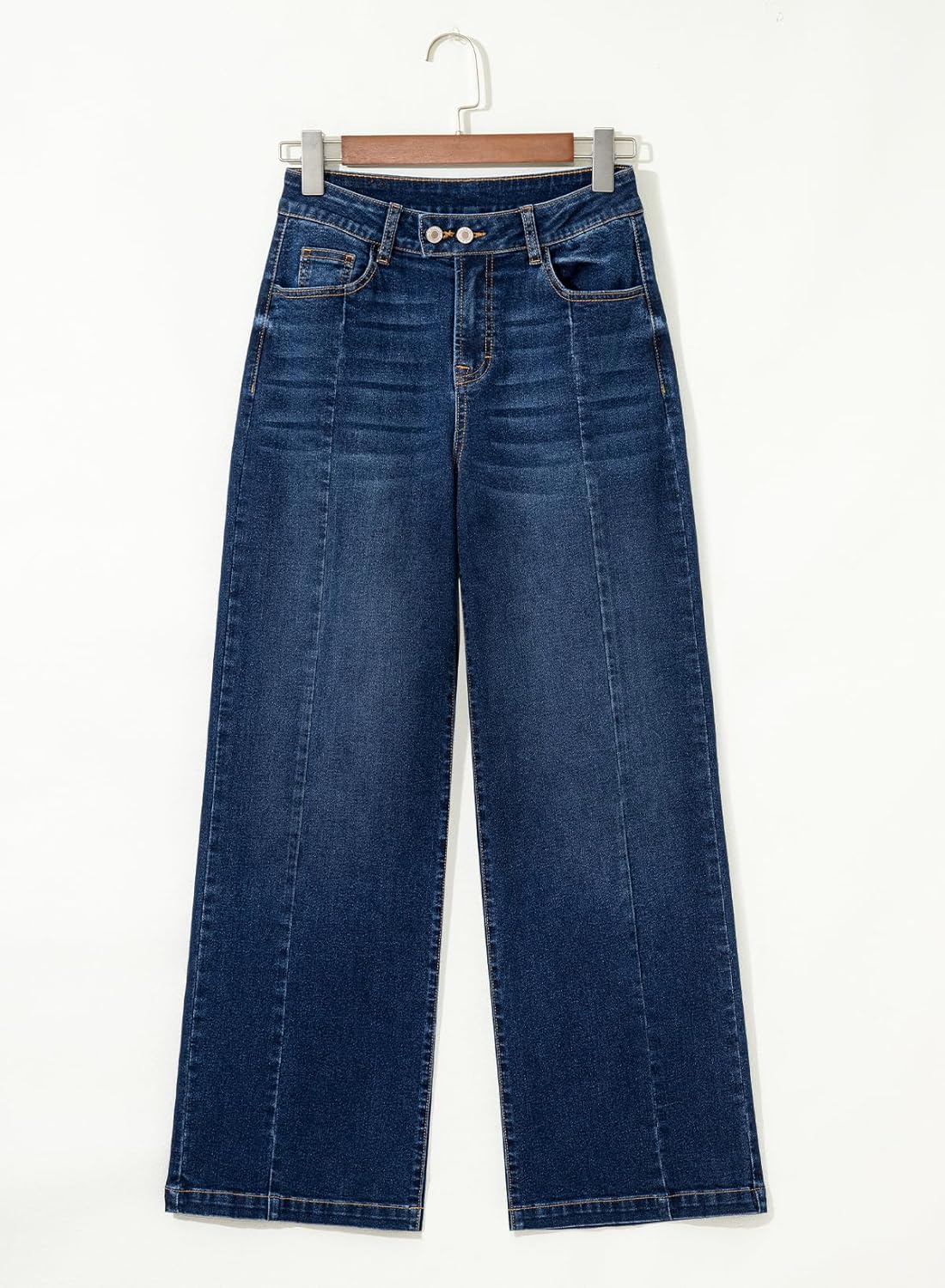 Detalle 2 de Sidefeel Women’s Wide Leg High-Waisted Stretch Baggy Front Seam Jeans