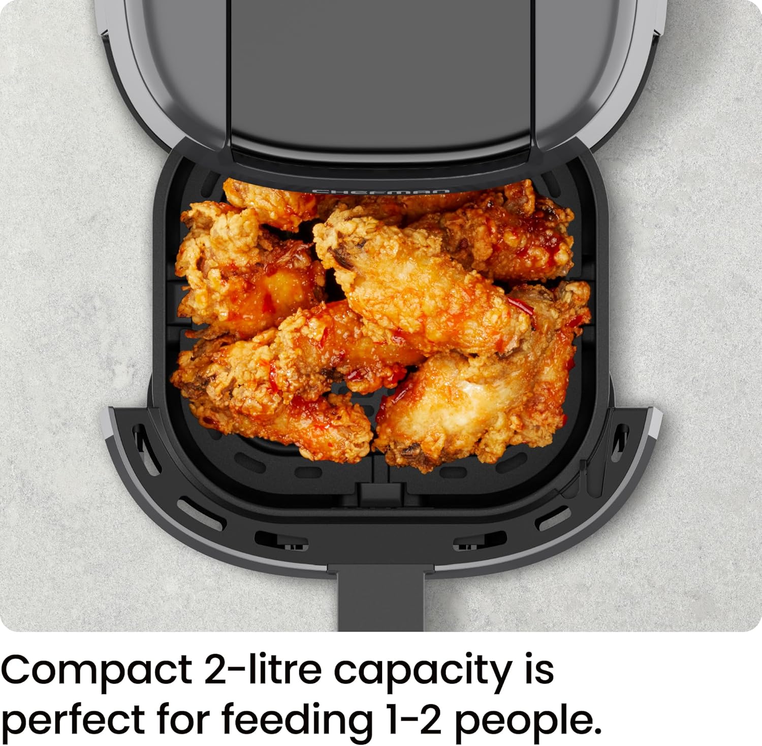 Thumbnail 3 de Chefman 2L Mini Air Fryer (Digital, Grey) – compact 2-litre model with shake reminder