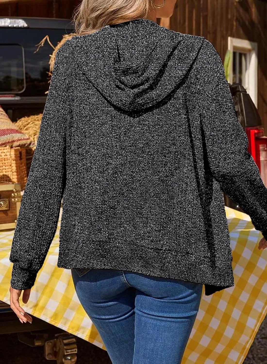 Thumbnail 1 de SHEWIN Waffle-Knit Zip-Up Hoodie