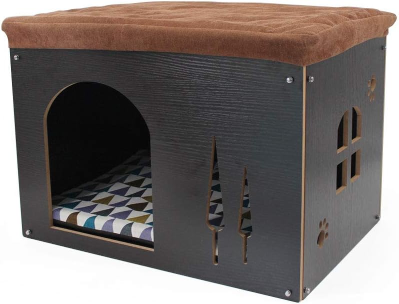 Thumbnail 6 de Cat Pet Bed House – Footstool Style Cat Cave with Foldable Design and Free Cushion