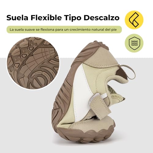 Thumbnail 6 de SAGUARO Zapatillas Barefoot Niños Niña Calzado Descalzos Suaves Ligeras Sneakers Minimalista Transpirables y Antideslizantes, Caqui, 29 EU