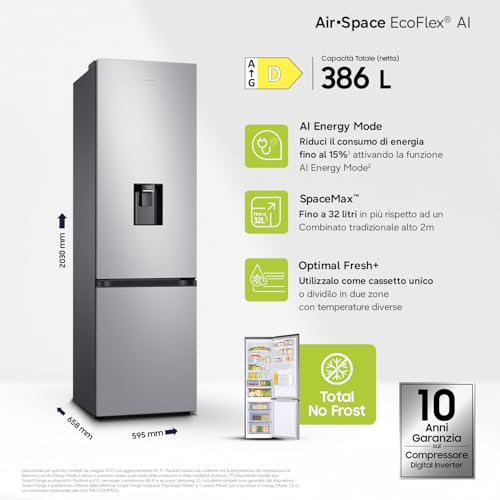 Thumbnail 1 de Samsung Frigorifero Combinato EcoFlex AI RB38C634DSA/EF – 386 L, Silver Inox