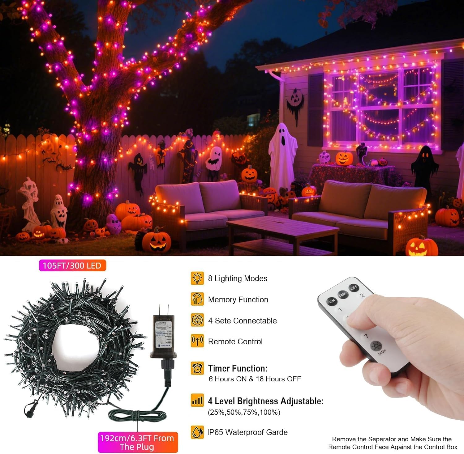 Thumbnail 1 de VTECHOLOG Halloween String Lights, 300 LEDs