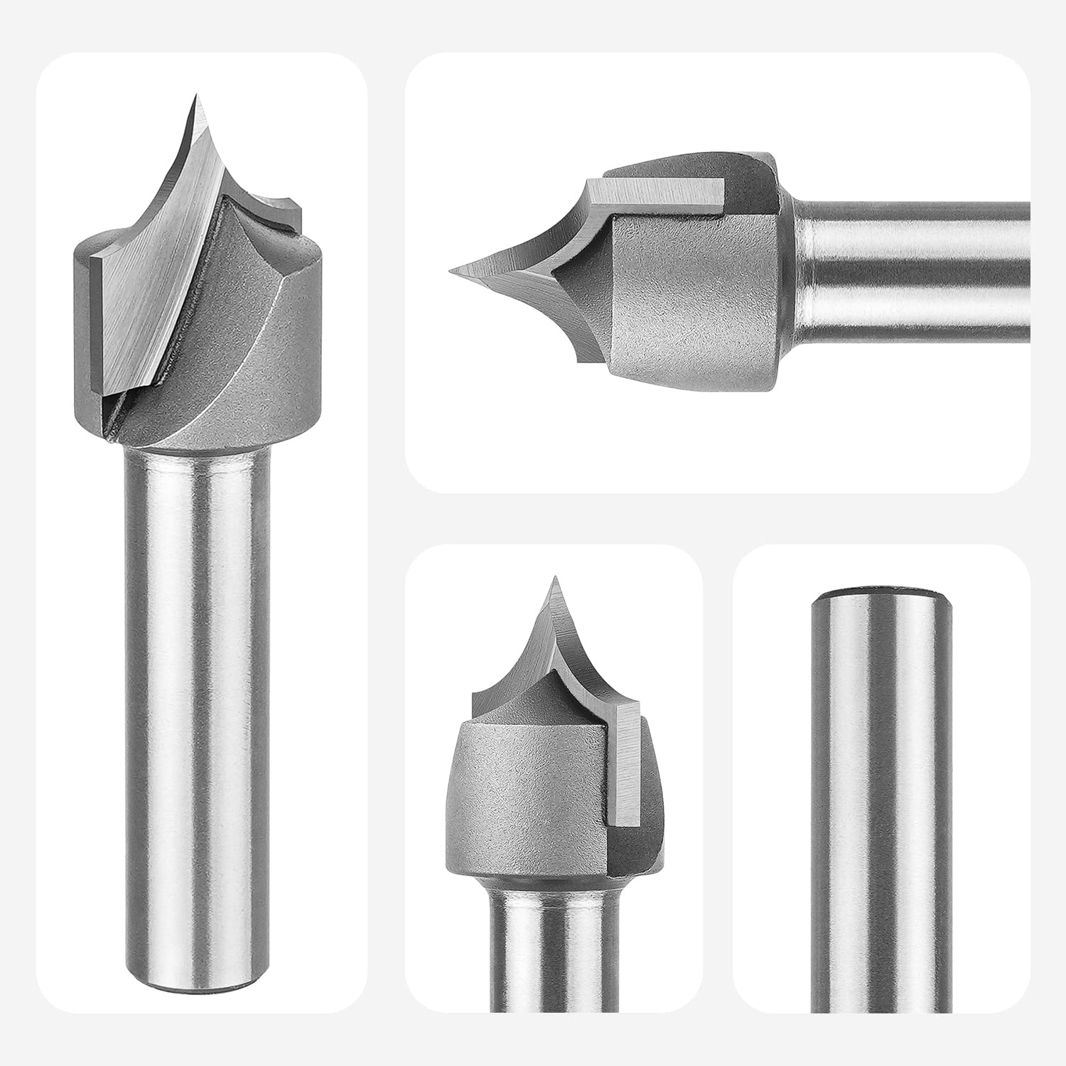 Detalle de SpeTool rundningsfräs med 8 mm skaft, 16 mm skärdiameter och 8 mm radie