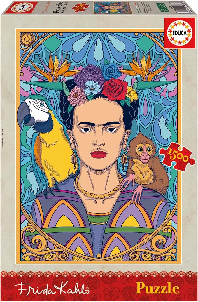 Detalle de Educa Frida Kahlo Puzzle 1500 Piezas, Medidas 85x60 cm 🎨