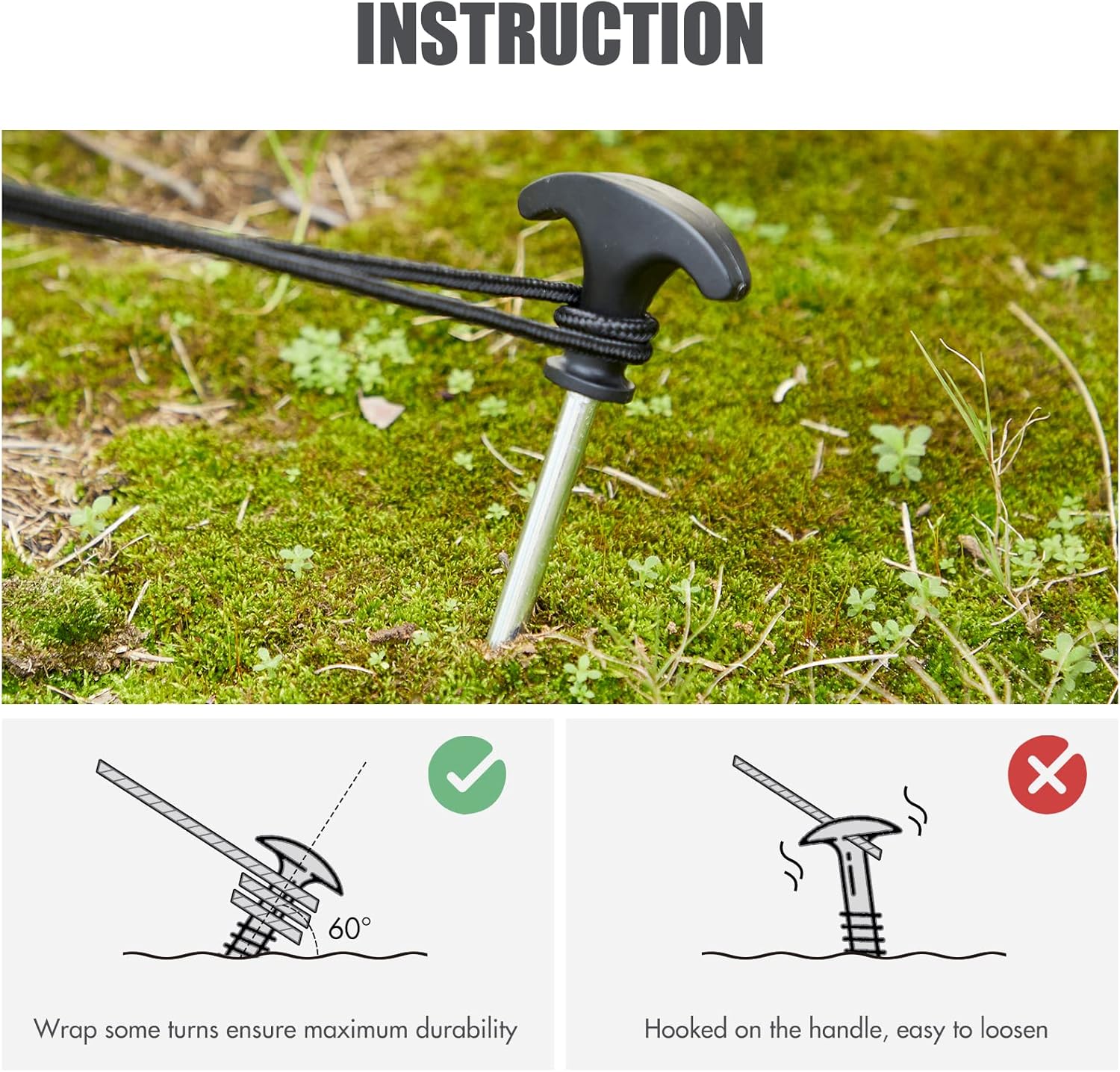 Detalle de TIMBER RIDGE 10 Pack Heavy-Duty Tent Pegs (20.5cm) for Hard Ground