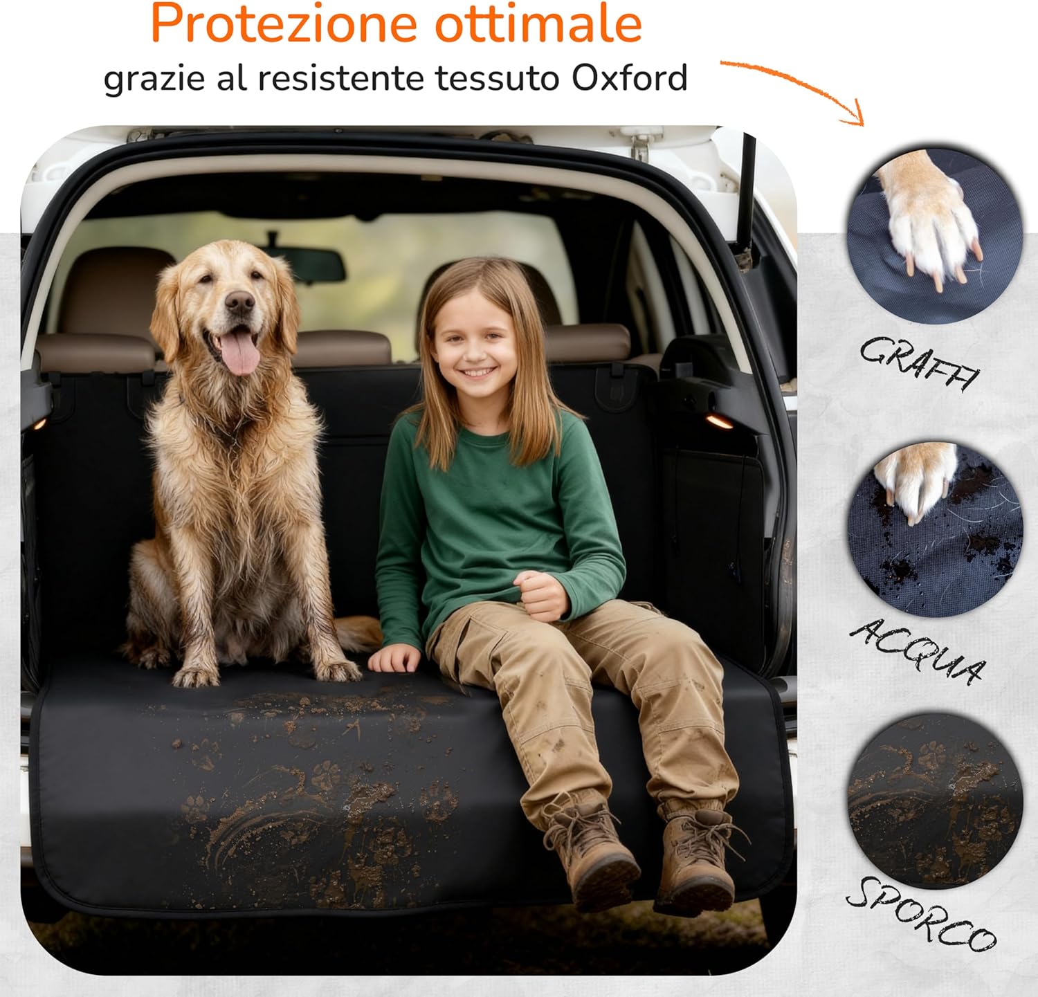 Detalle de Upgrade4cars telo bagagliaio per cani universale impermeabile e antiscivolo con protezione laterale