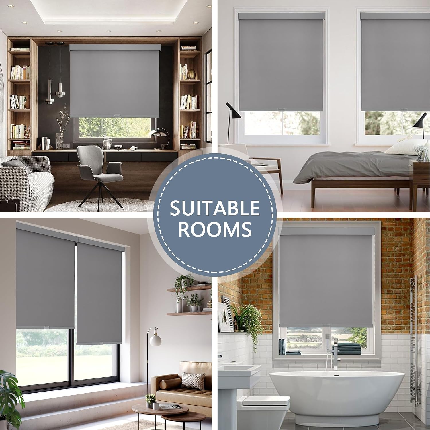 Detalle 2 de AOSKY Cordless Blackout Roller Shade, 20" x 72", Grey with Free-Stop Control
