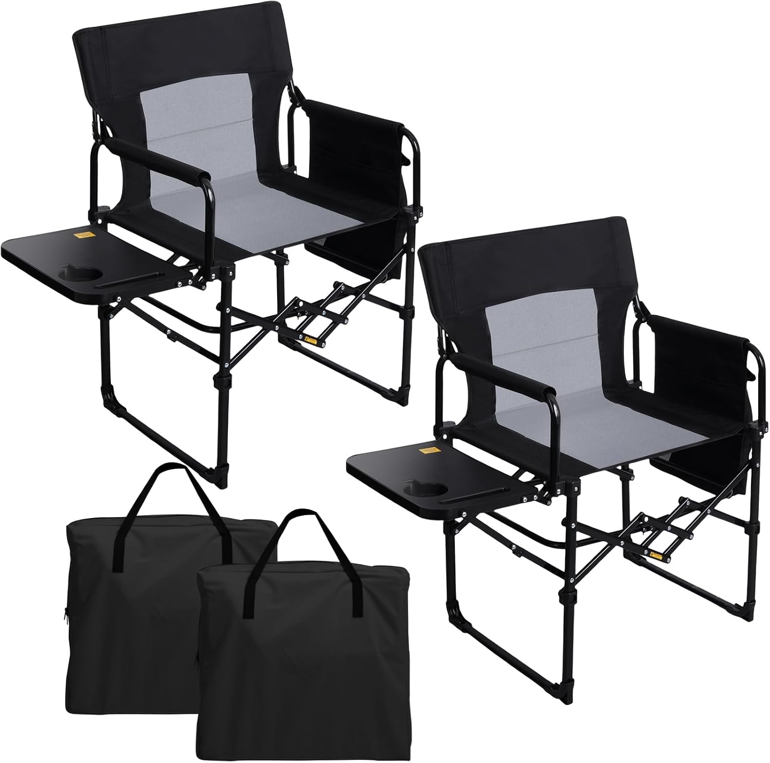 Detalle de Romswi 2-Pack Folding Director Chairs with Side Tables, 400-lb Support