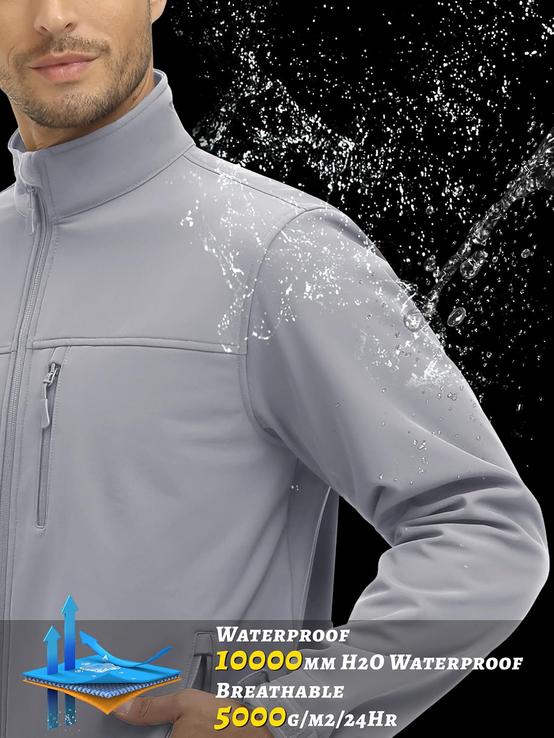 Thumbnail 2 de TACVASEN TCTJ-731-688 Men's Lightweight Fleece-Lined Softshell Jacket