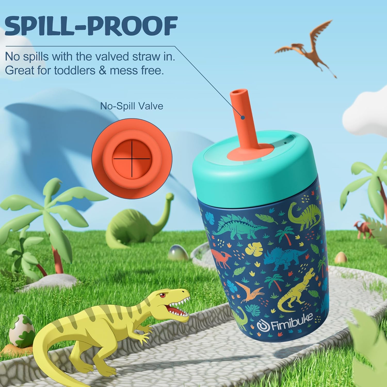 Detalle 2 de Fimibuke Kids & Toddler Cups Spill Proof 12 OZ Insulated Sippy Cups (2-Pack)