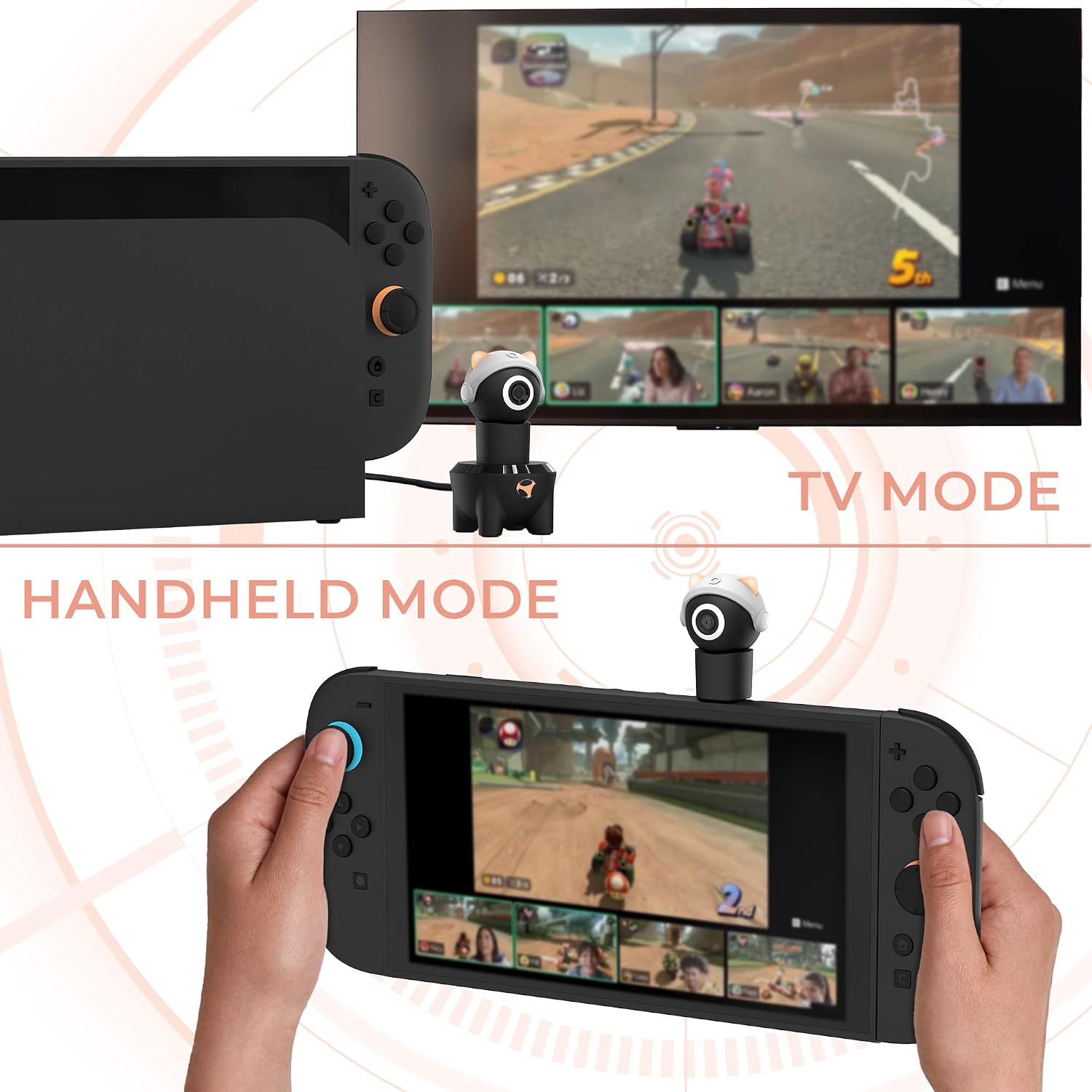 Detalle de Subsonic Playcam 1080 Kamera für Nintendo Switch 2 – Full-HD 1080p Weitwinkel, USB-C Plug-and-Play, blau
