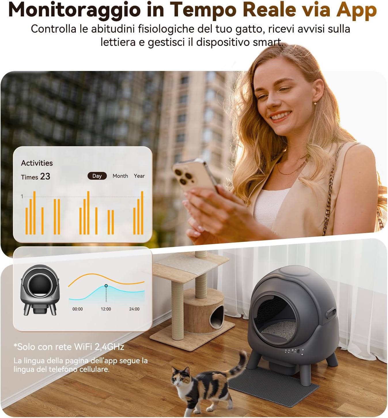 Detalle 2 de FEELNEEDY Lettiera Autopulente 65L per gatti
