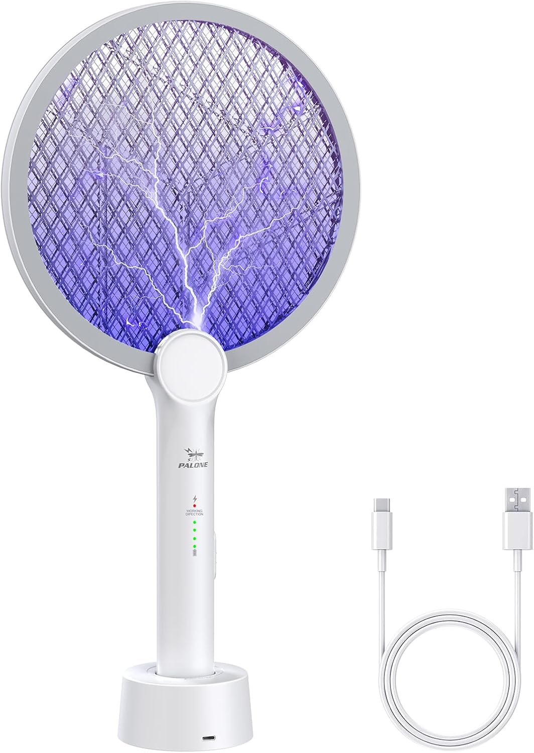 Detalle de PALONE WD-995 Bug Zapper Racket, 4,000V Dual Mode with Charging Base