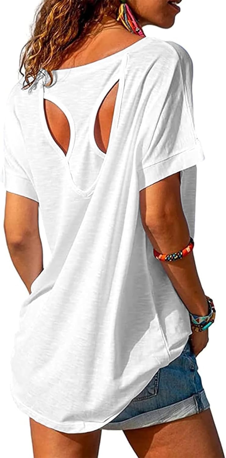 Thumbnail 6 de Fisoew Women's Sport T-Shirt Open Back Short Sleeve – versatile open-back fitness tee
