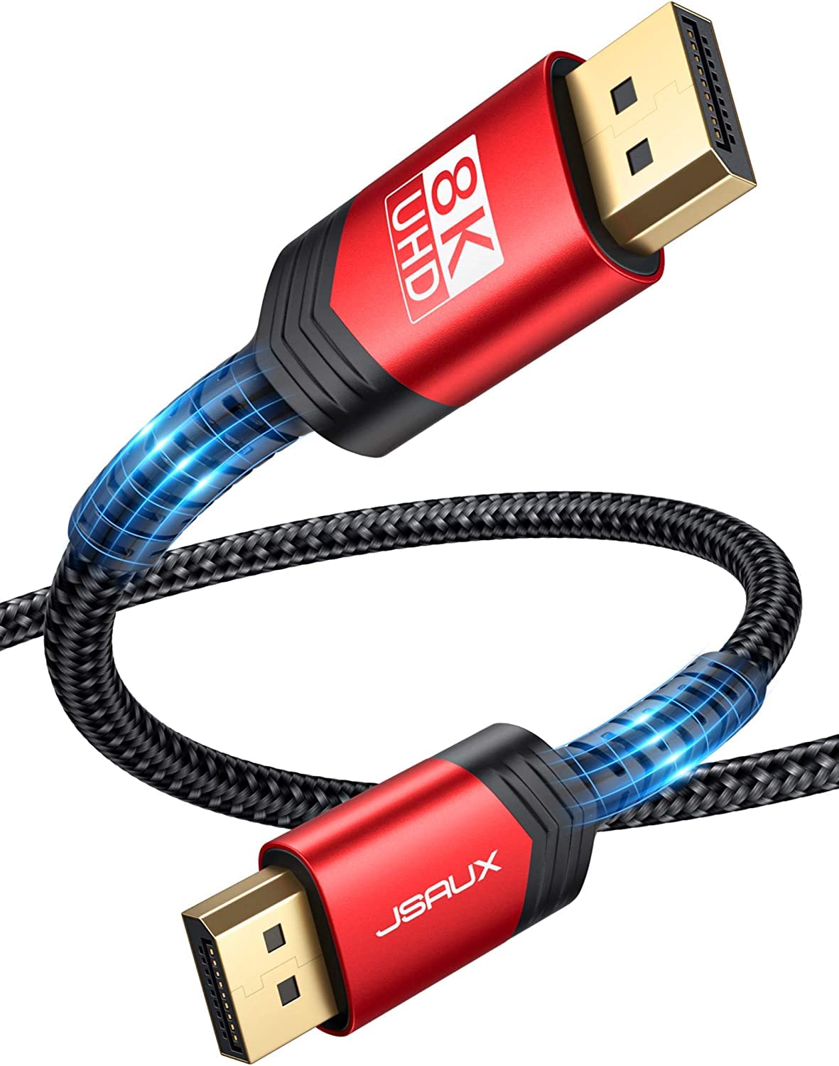 Detalle de JSAUX DisplayPort Kabel 1.4 (8K, bis 32,4 Gbps) 4,5 m – für 4K@144 Hz/120 Hz und 2K bis 240 Hz