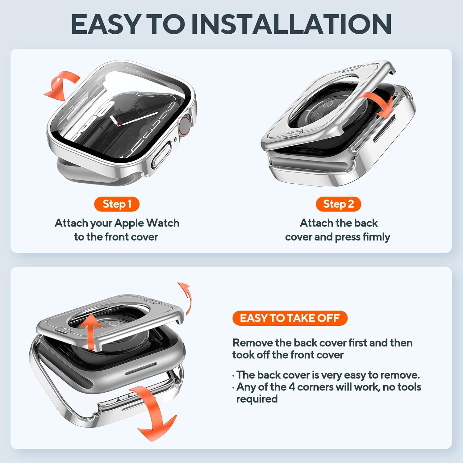 Thumbnail 6 de Singiuzoo 2 Pack 2-in-1 Waterproof Case for Apple Watch 44mm SE/Series 6/5/4 with Tempered Glass