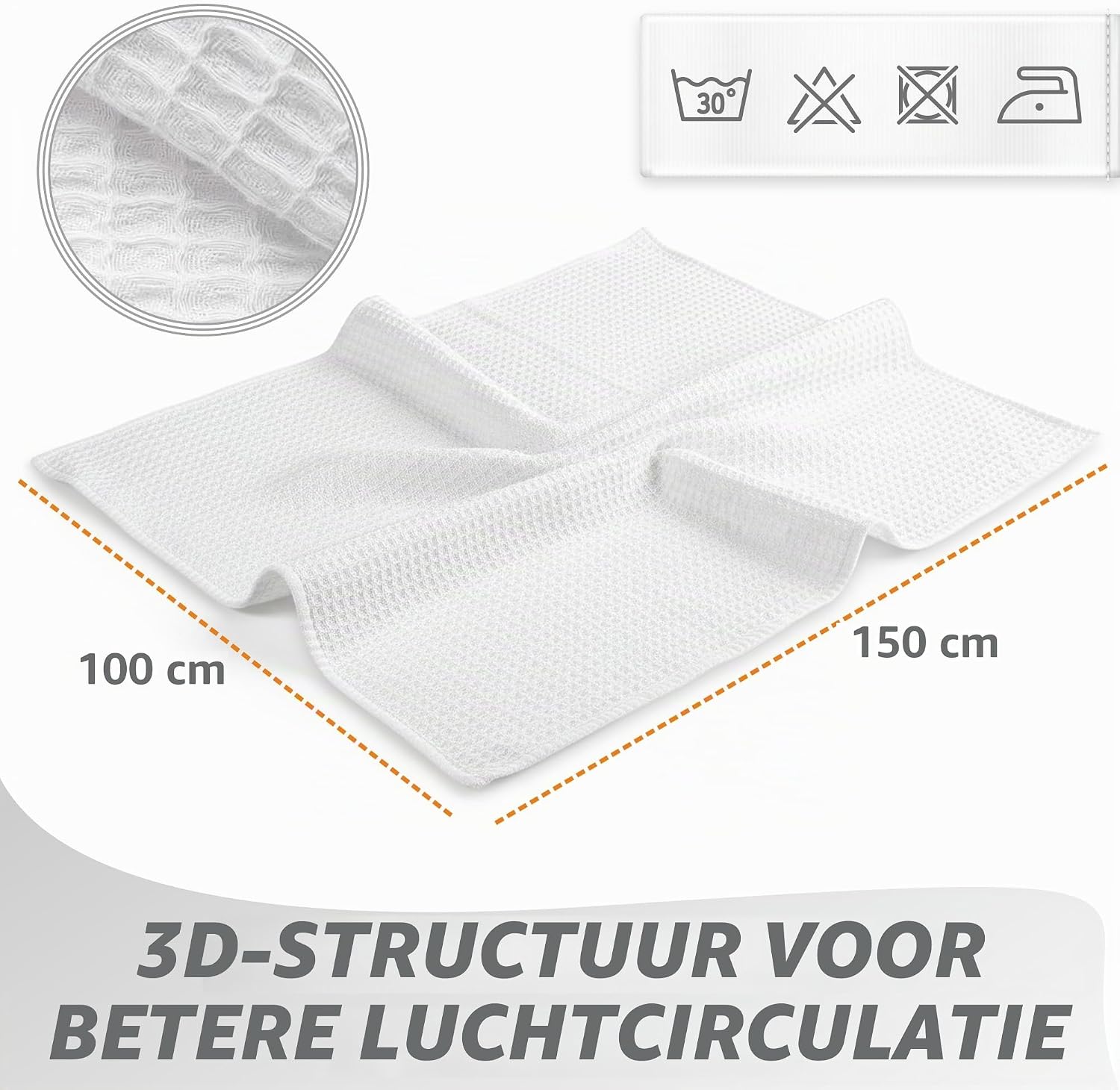 Detalle de Totsy Baby wafeldeken 100x150 cm van katoen, ademend en hemelsblauw