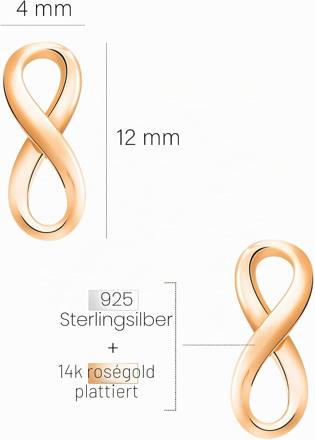 Detalle de SOFIA MILANI Damen Ohrringe 925 Silber – Ohrstecker Unendlich