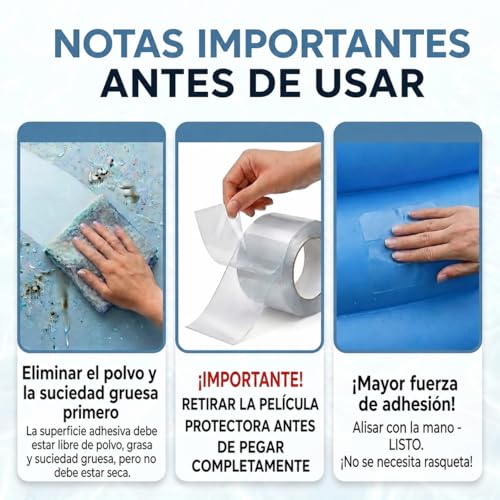 Detalle de ATG Kit reparación piscina bajo el agua: cinta adhesiva impermeable 10×150 cm para parches transparentes